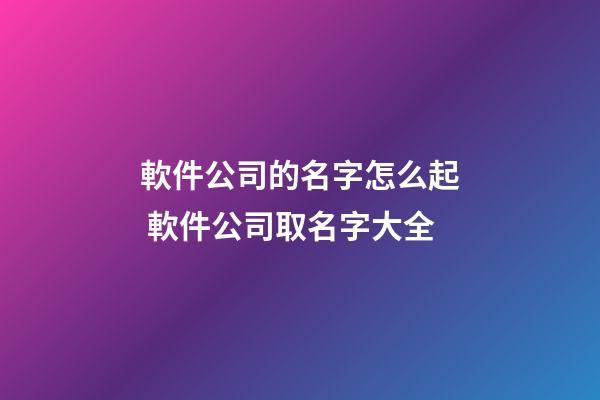 軟件公司的名字怎么起 軟件公司取名字大全-第1張-公司起名-玄機派